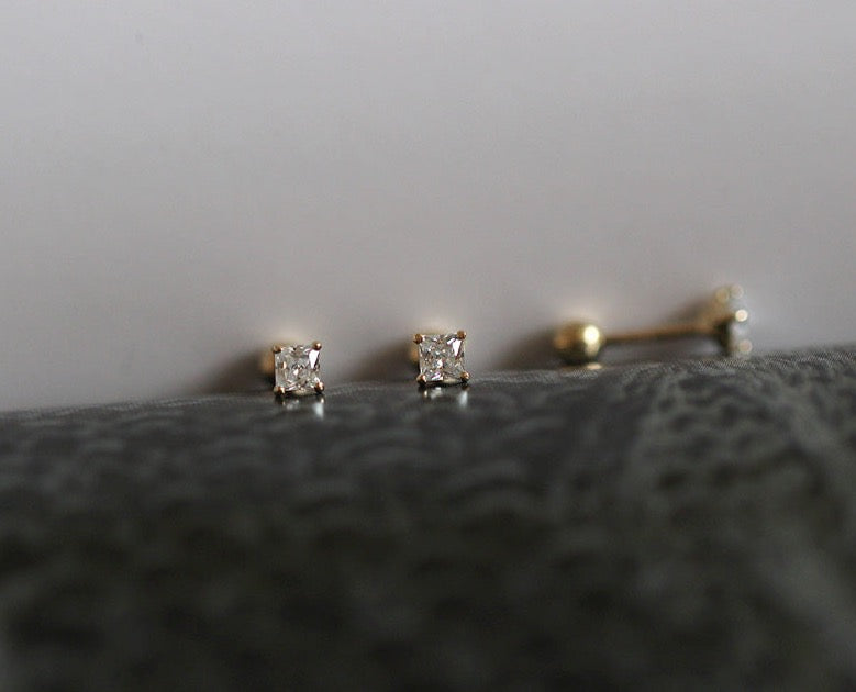 Diamond Square Stud Earrings