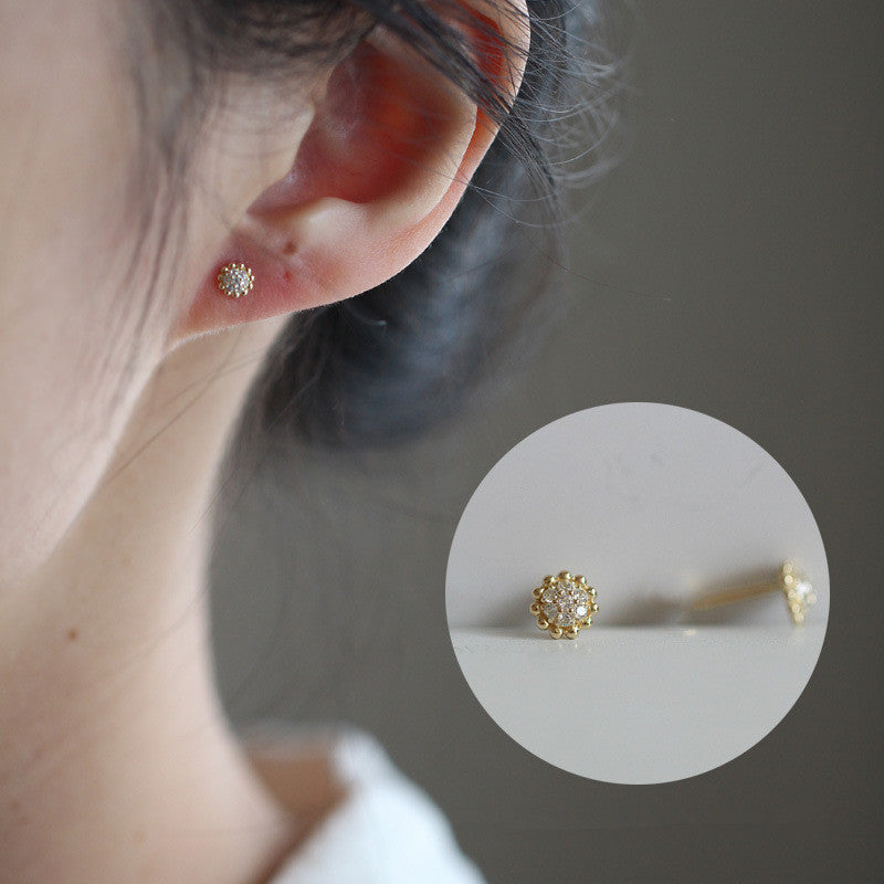 Beaded Sunflower Stud Earrings