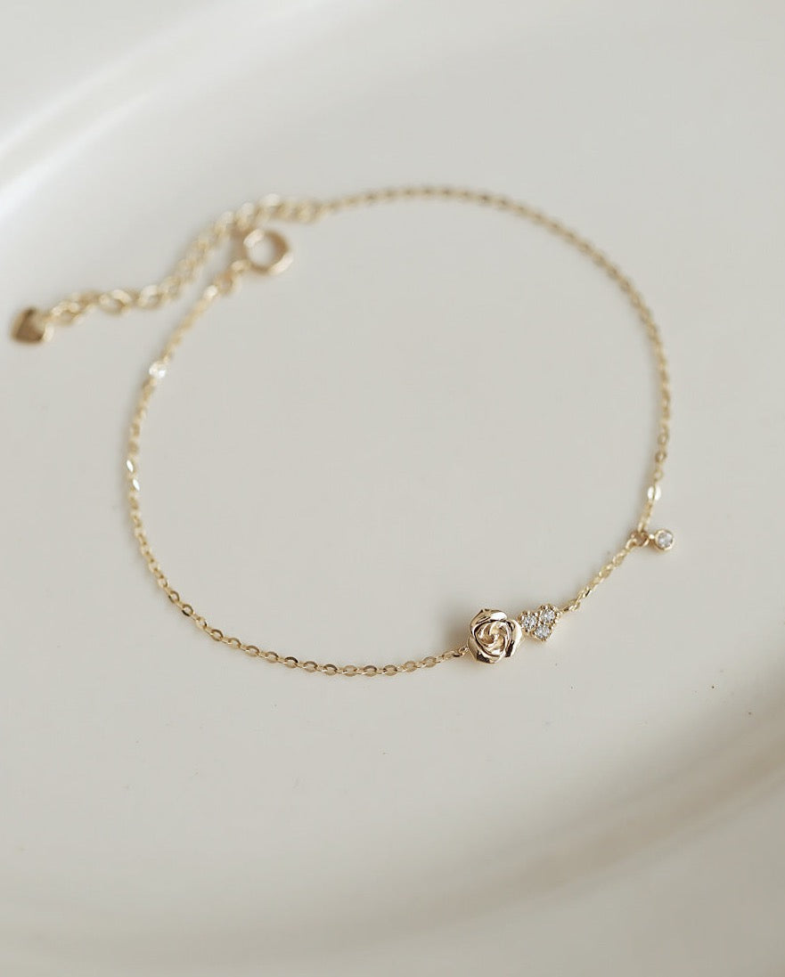 Diamond Rose-Heart Bracelet