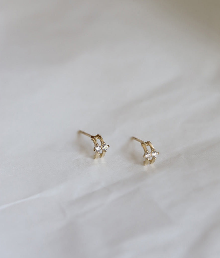 Double Arc Diamond Stud Earrings