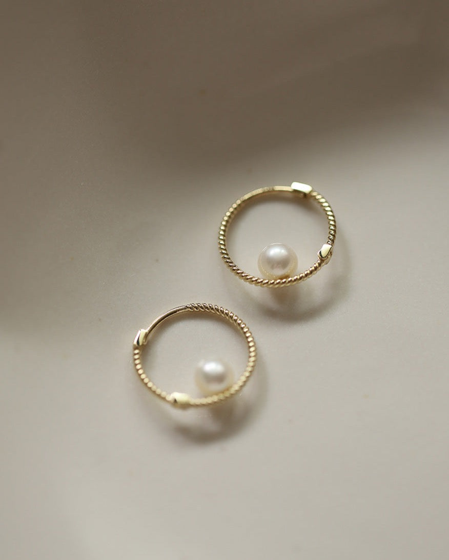 Pearl Twist Huggie Hoops