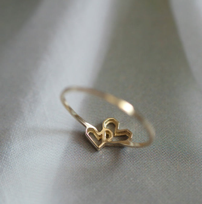 Double Heart Stackable Ring