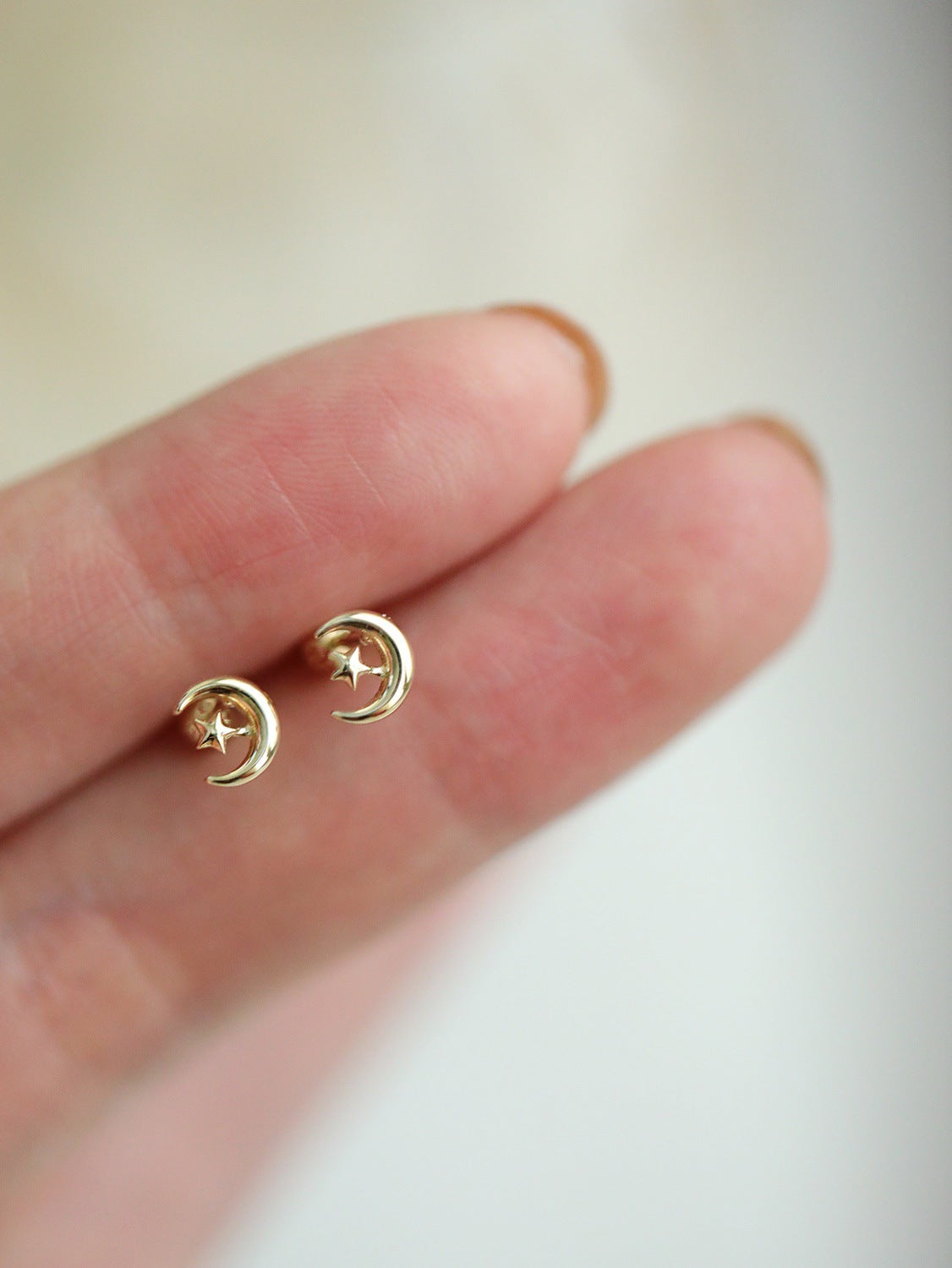 Crescent Star Stud Earrings