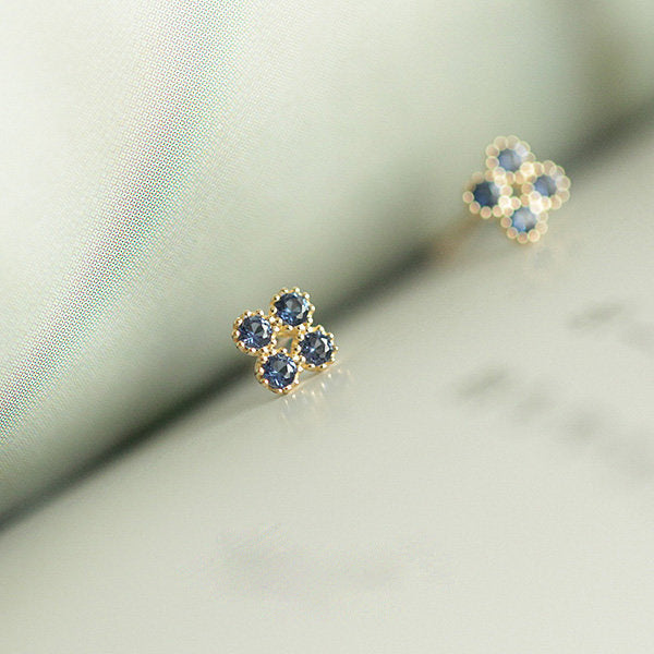 Four Blue Stud Earrings