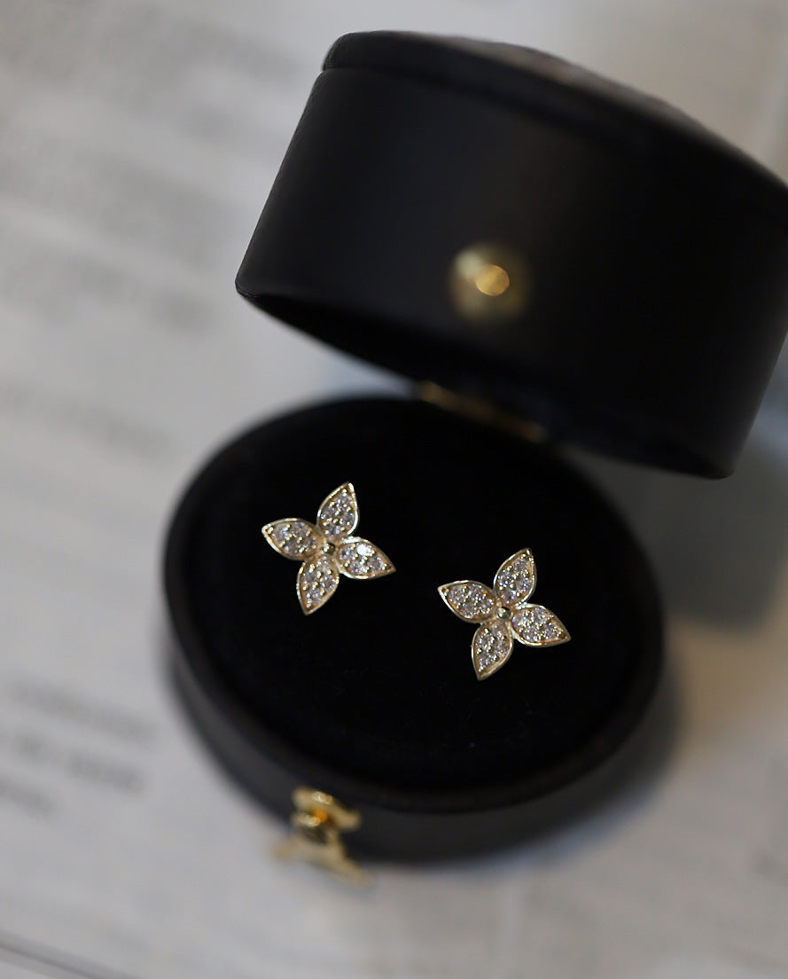 Crystal Flower Stud Earrings