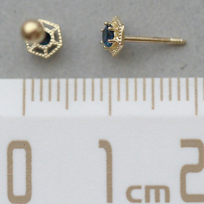 Blue Hex Periodic Stud Earrings