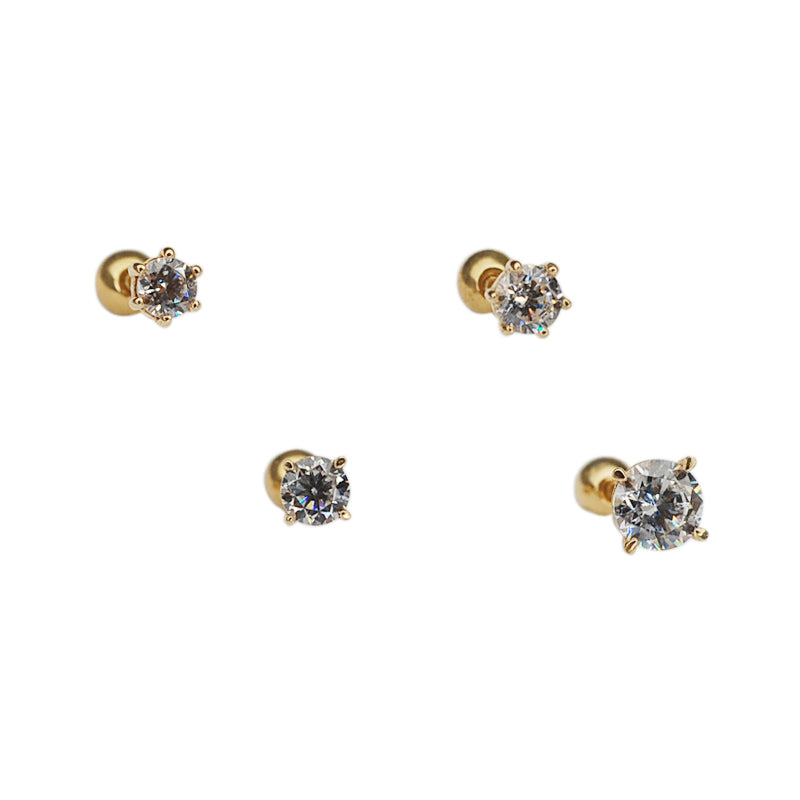 Diamond Hex Stud Earrings