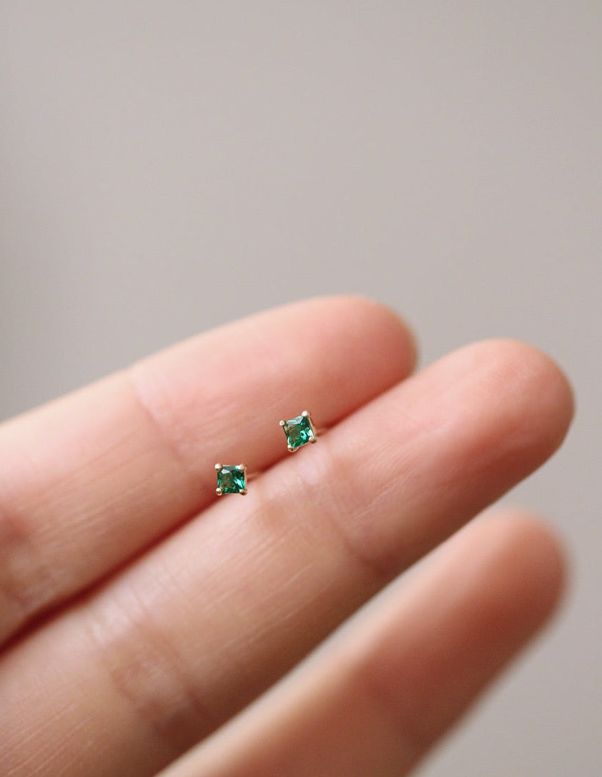 Emerald Square Stud Earrings