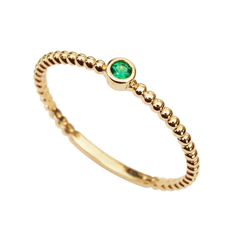 Emerald Beaded Stackable Ring