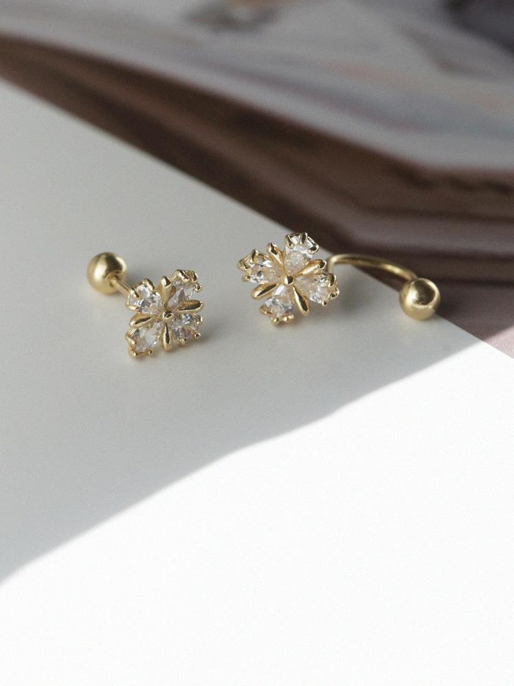 Flower Moth Stud Earrings