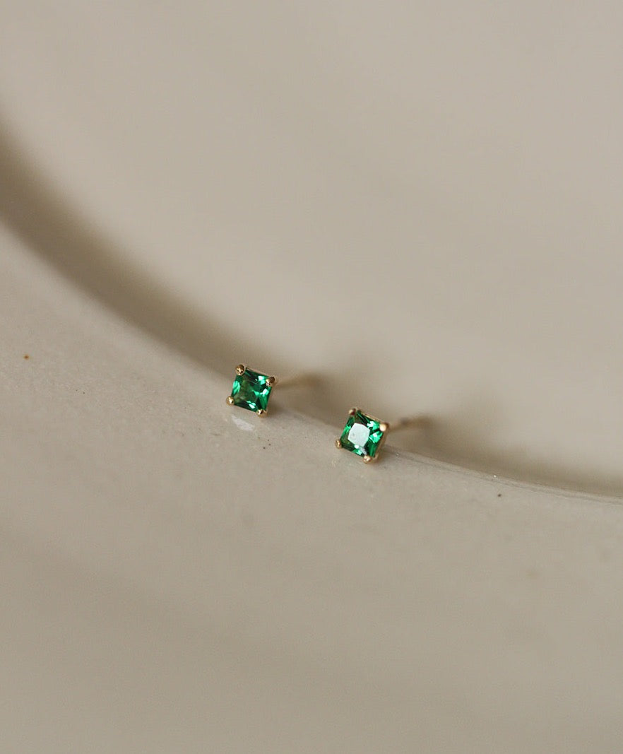 Emerald Square Stud Earrings