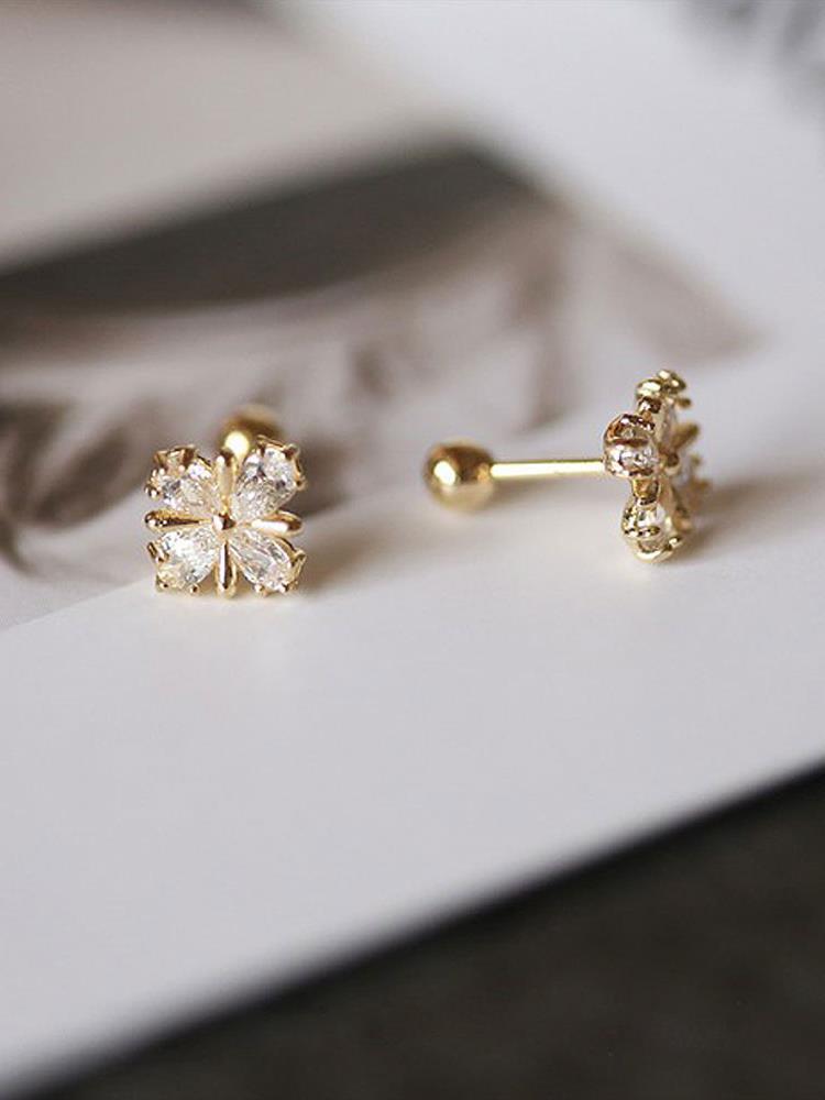 Flower Moth Stud Earrings