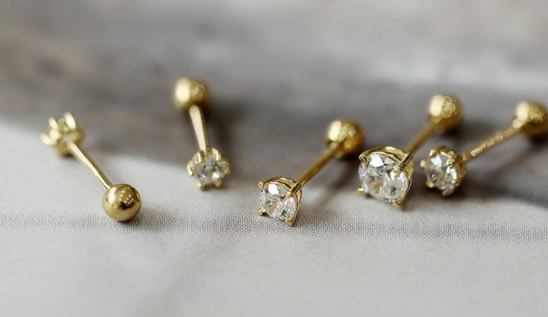 Diamond Hex Stud Earrings